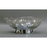 A silver pedestal dish with pierced floral and leaf pierced four panel border, 12.5cm diameter by