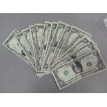 USA 1 dollar and 10 dollar banknotes total F/value 88 dollars