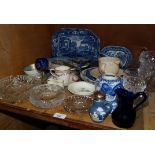 A quantity of decorative blue and white china, glass ware etc