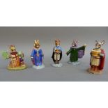 A Royal Doulton Bunnykins set of Knights of The Round Table with King Arthur, Merlin, Queen
