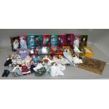 A quantity of loose and boxed dolls, etc; together with a chess set
