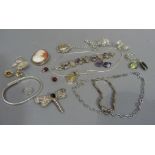 A collection of late 20th century silver jewellery including bracelets, bangles, earrings,