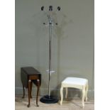 A mahogany drop leaf table, a chromium plated and black plastic hat and coat stand and a dressing