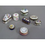 A quantity of dressing table miniature boxes including some by Ashley, Crummles & Co, Coalport