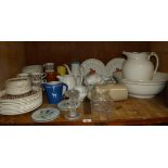 A quantity of vintage Biltons tableware, Edwardian jug and bowl set, cork cased ice bucket, glass