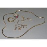 A small collection of 9ct gold scrap jewellery, total approximate weight 9gm