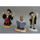 Royal Doulton Graduation Time, Graduation Day, and William Reading without Tears, signed in gilt