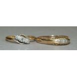Two diamond set rings in 18ct gold both early mid 20th century, total approximate weight 4gm