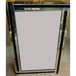 A bevelled wall mirror with black glass and bevelled mirror border, 90cm x 60cm