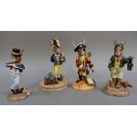 Four Royal Doulton Bunnykins figures from The Shipmates collection including Pirate, Seaman, Captain