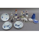 A quantity of Copenhagen porcelain figures, tea ware, etc