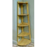 A graduated bow front five tier corner what not, 160cm high