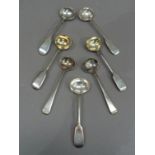 Seven various salt spoons, mainly George III, various dates and makers, approximate weight 2oz