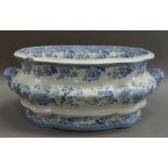 A Copeland and Garrett, late Spode foot bath, transfer printed in underglaze blue with flowers and