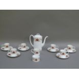 A sixteen piece Susie Cooper Mariposa china coffee service comprising coffee pot, sugar, cream,