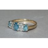 A blue topaz and diamond set dress ring in 9ct gold, approximate weight 2gm