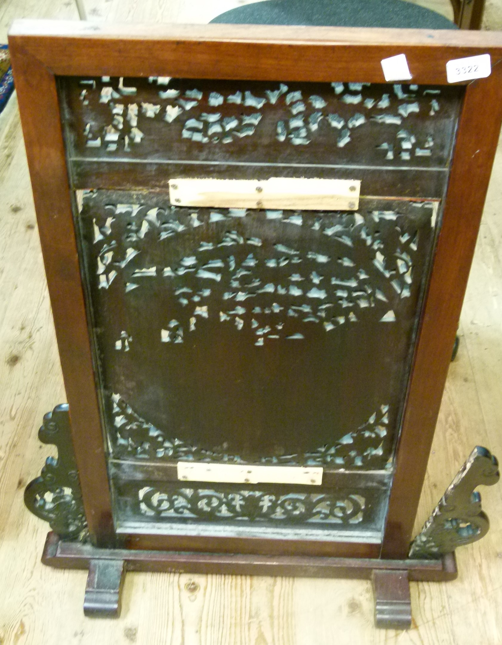 A CHINESE HARDWOOD SCREEN, the rectangular panel with central roundel carved and pierced with - Image 11 of 11