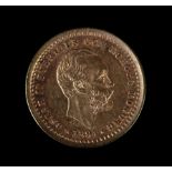 A Swedish five kronor gold coin 1894