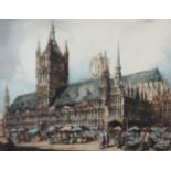 BY AND AFTER WILLIAM MONK (1863-1937), The Cloth Hall and Cathedral, Ypres colour etching artists
