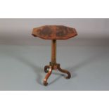A WM IV ROSEWOOD VENEERED OCCASIONAL TABLE, crossbanded and brass strung throughout, octagonal