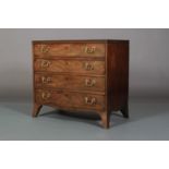 AN EARLY 19TH CENTURY MAHOGANY DRESSING CHEST of four drawers, fitted with a baise lined brushing