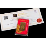 A 50GM INGOT OF 999.9 FINE GOLD, minted by Emirates Gold, in sealed plastic case with supporting