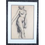 ARR PHILIP NAVIASKY (1894-1983) female nude, three-quarter length, charcoal with touches of conte