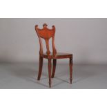 A GEORGE IV MAHOGANY HALL CHAIR with swag and splat back, on slender turned legs