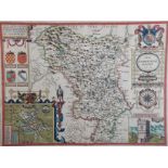JOHN SPEEDE (c.1552-1629) Darbieshire Described 1610, hand coloured engraved map, double page,