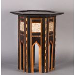 A LATE 19TH CENTURY SYRIAN HEXAGONAL SHAPED OCCASIONAL TABLE inlaid throughout with mother of