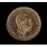 A Swedish five kronor gold coin 1881