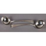 PAIR OF GEORGE III SILVER SAUCE LADLES, London 1786 Richard Crossley, engraved with a rampant