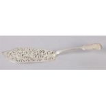 A VICTORIAN SILVER FISH SLICE, fiddle pattern with foliate pierced blade, London 1850, Chawner &