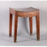 A REGENCY ELM DISHED TOP STOOL, the rectangular top above an apron and square slightly tapered legs,