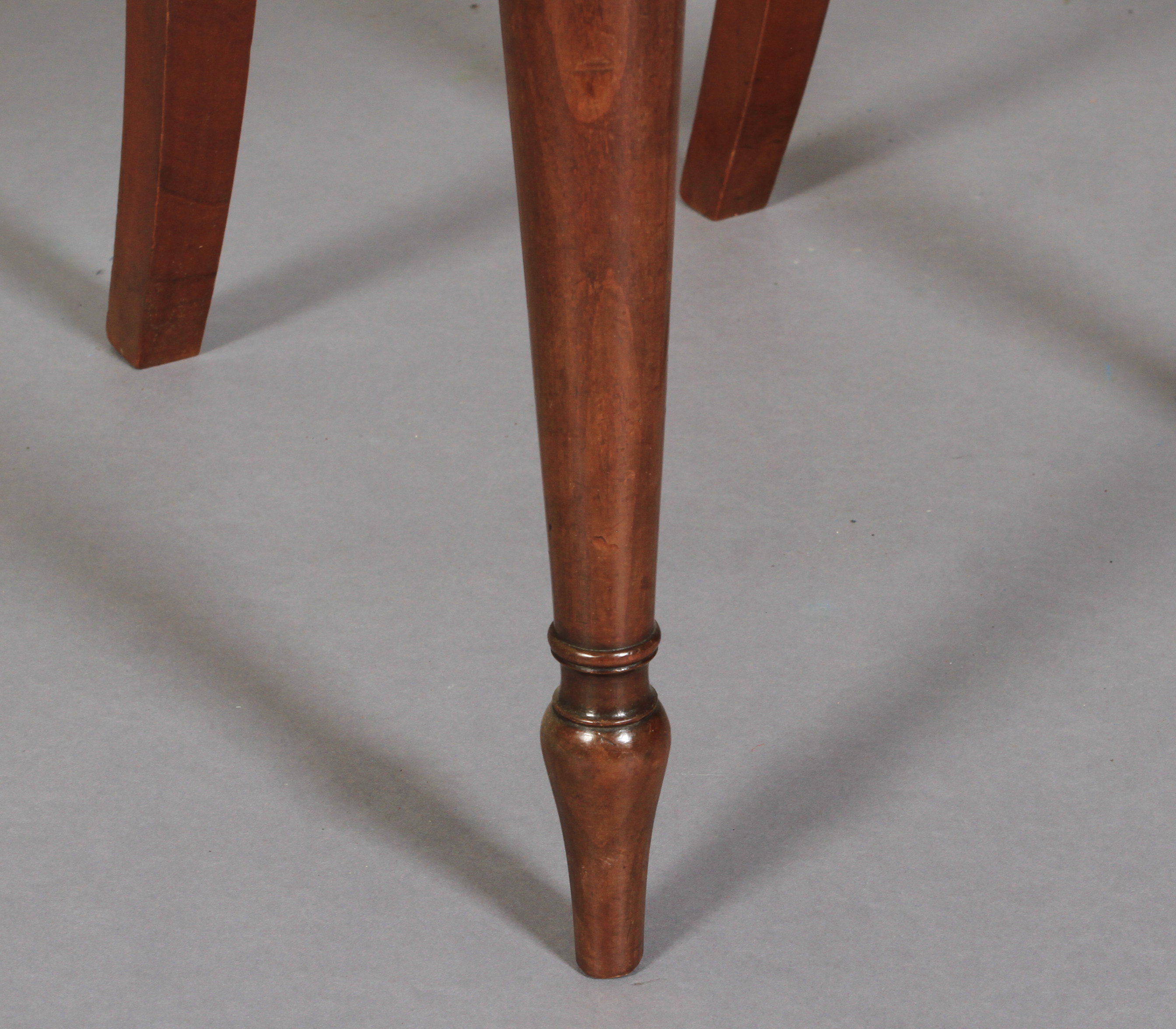 A GEORGE IV MAHOGANY HALL CHAIR with swag and splat back, on slender turned legs - Image 4 of 4