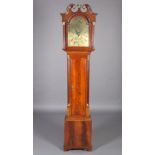 A GEORGE III MAHOGANY SCOTTISH LONGCASE CLOCK, the hood with swan neck pediment centred on a brass