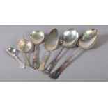 A DANISH SILVER DESSERT SERVING SPOON and a cake slice both with assay mark for Christian F Heise;