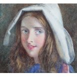 EARLY 20TH CENTURY ENGLISH SCHOOL, portrait of a young girl, head and shoulders, wearing a white
