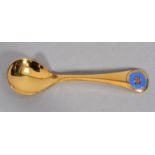 GEORG JENSEN, a .925 silver gilt year spoon for 1972 with cornflower motif in blue and aubergine