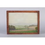 MANNER OF SIR W NICHOLSON - extensive landscape, oil sketch on card, the reverse inscribed "..