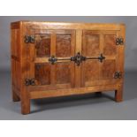 THOMPSON OF KILBURN MOUSEMAN ENGLISH OAK CUPBOARD, c.1926/1928 PRE-MOUSE, adzed, having two doors