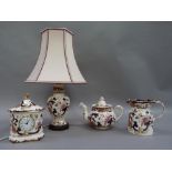 Four items of Mason's Mandalay including a teapot, octagonal jug 16cm, mantle clock 20cm and a