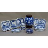 A modern Chinese blue and white ginger jar of cracked ice and prunus blossom decoration with pierced