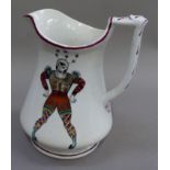 A 19th century Ironstone china puzzle jug by Elsmore and Forster printed and enamelled with