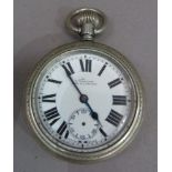 An early 20th century pocket watch by Nirvana in an open faced nickel screw backed case No 617,