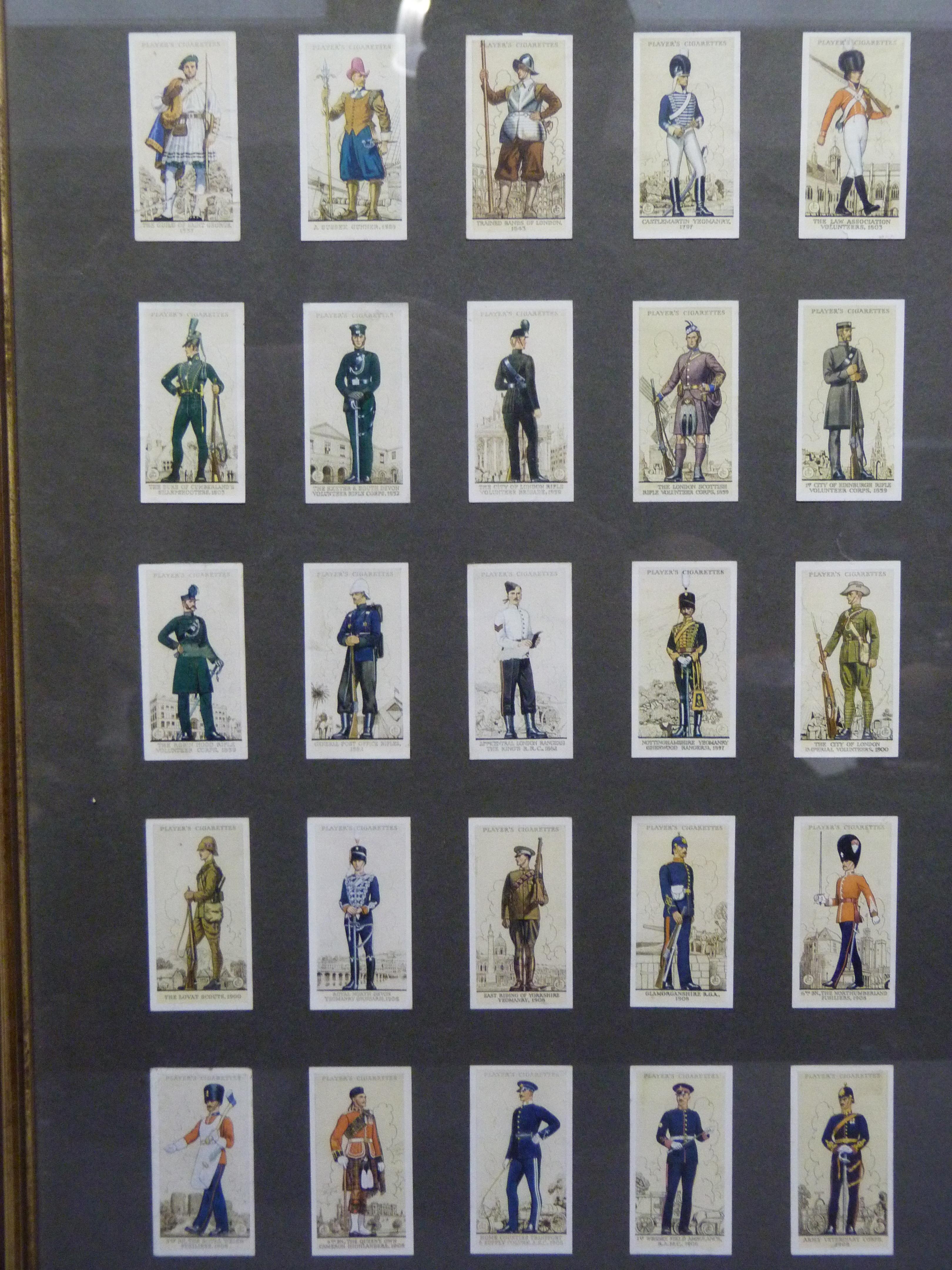 A set of Players cigarette cards, British army uniforms, fifty displayed and framed in two frames; - Image 2 of 3
