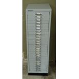 A Bisley grey metal multi drawer filing cabinet, 28cm wide x 95cm high