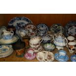 A quantity of Victorian and later decorative ceramics including tea ware, meat plates, tobacco