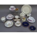 Six 19th century and later cabinet cups and saucers, together with a Crown Staffordshire floral