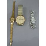 A Longines gentleman's Presence quartz date wrist watch in rolled gold case, matt gilt dial, gilt
